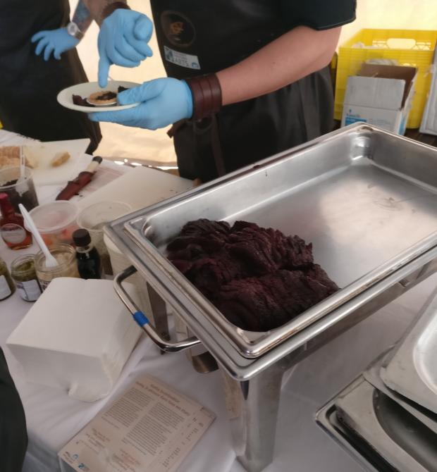 Prepared seal meat at Sealebration event at Long John Jamboree 2019 in Yellowknife 