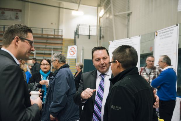 Wally Schumann at Coffee With Cabinet as part of the 2018 Yellowknife Geoscience Forum 